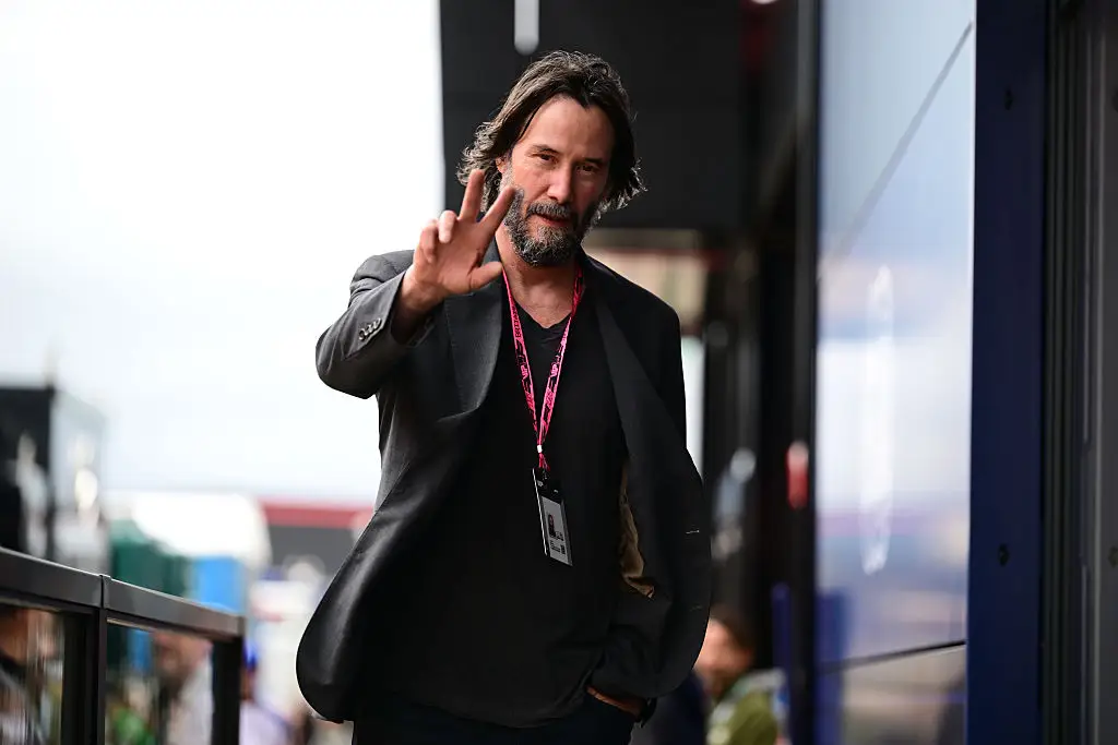 Keanu Reeves was seen knocking about during free practice at Silverstone (Andrea Diodato/NurPhoto/Getty Images)