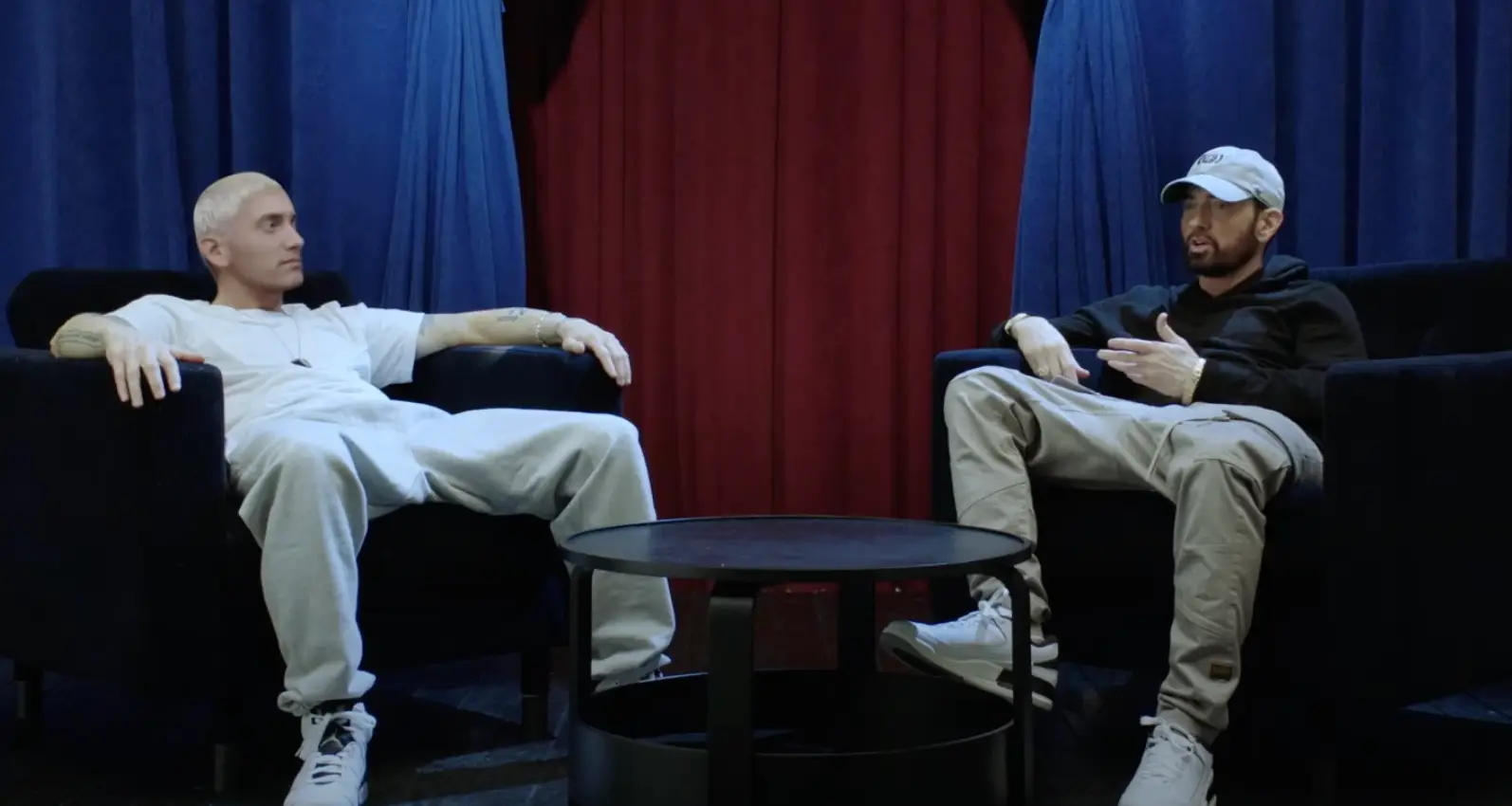 The interview featured an AI Slim Shady. (YouTube/ Complex)