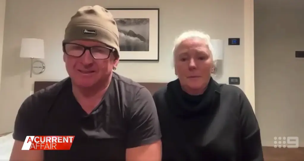 Mitchell Ring and Jennifer Colin were passengers on the flight when a woman passed away (Nine/A Current Affair)