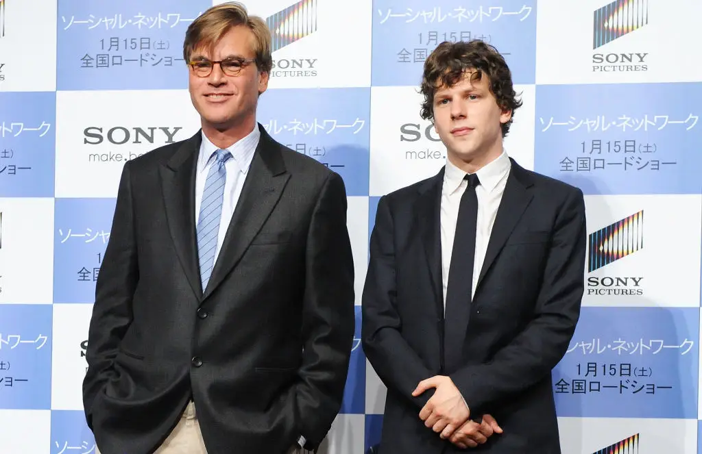 Sorkin and Eisenberg in 2010, during a press tour for The Social Network (Jun Sato/WireImage)