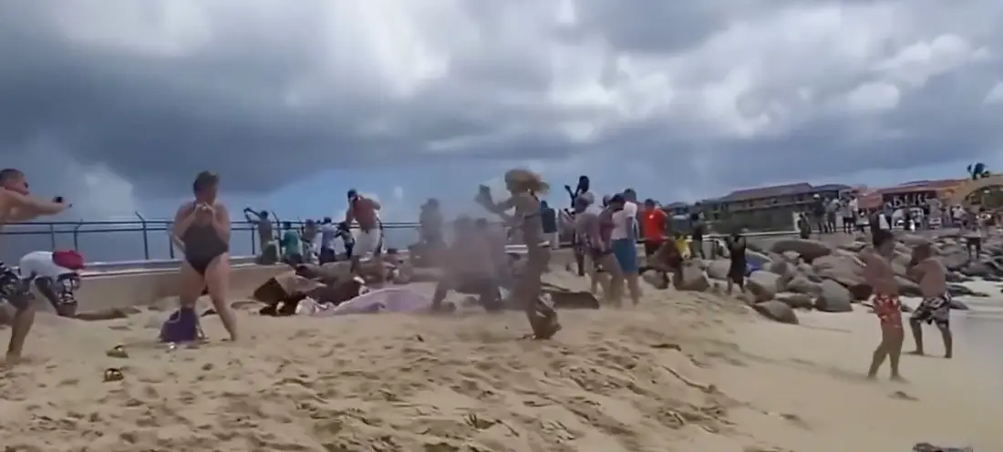 Many beachgoers were blown away by the jet blast (X)