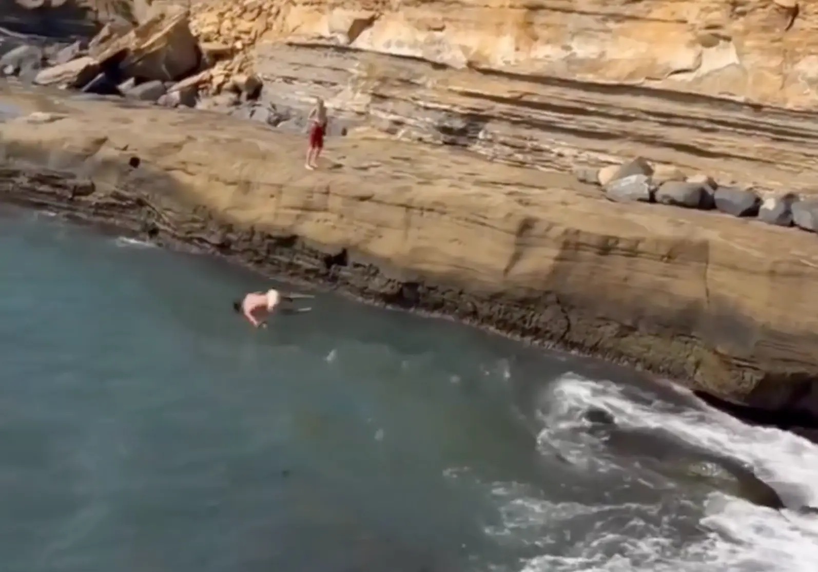He then fell into the ocean (X)