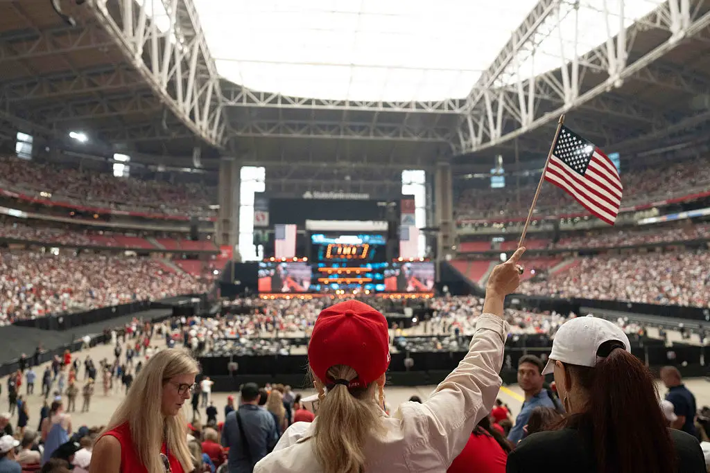 The funeral packed out the stadium (Rebecca Noble/Bloomberg via Getty Images)