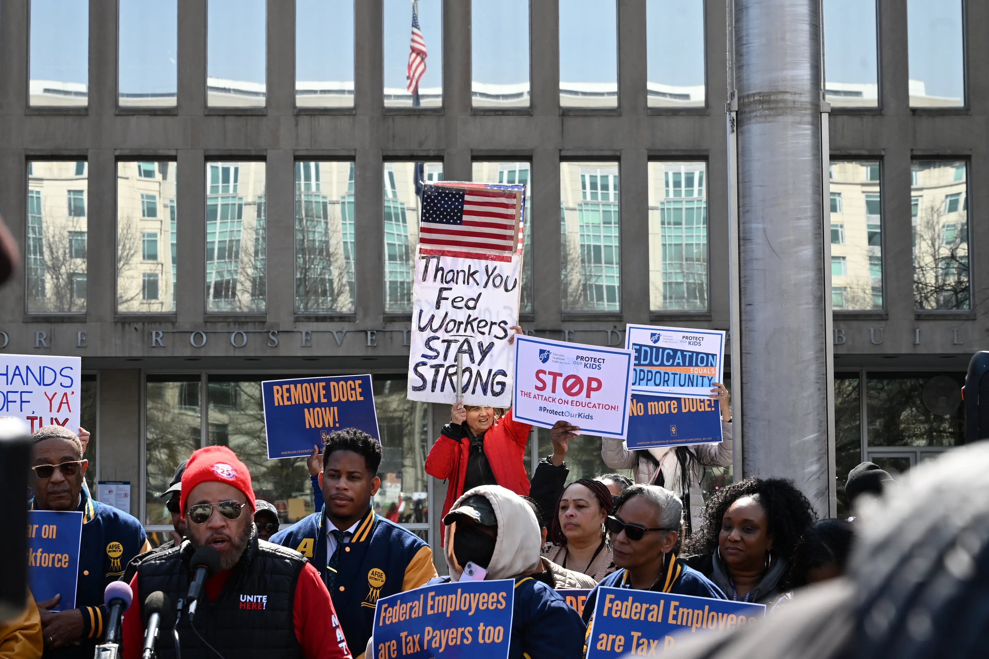 Americans have been rallying behind federal workers in recent weeks (ALEX WROBLEWSKI/AFP via Getty Images)