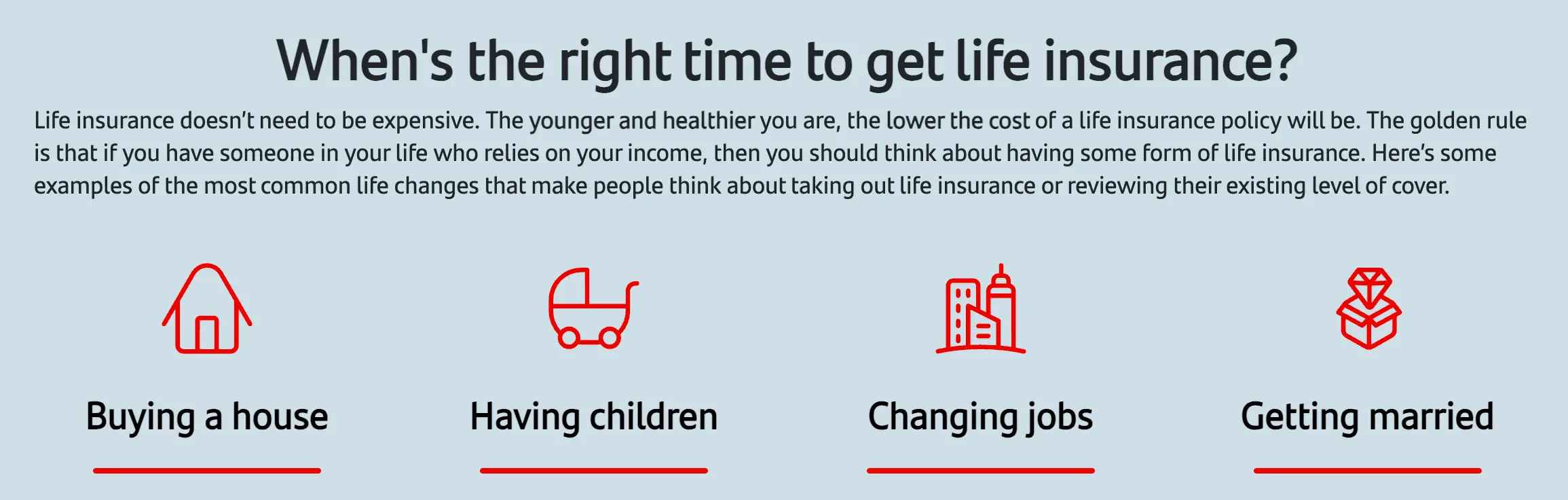 Santander's four key criteria for life insurance policies