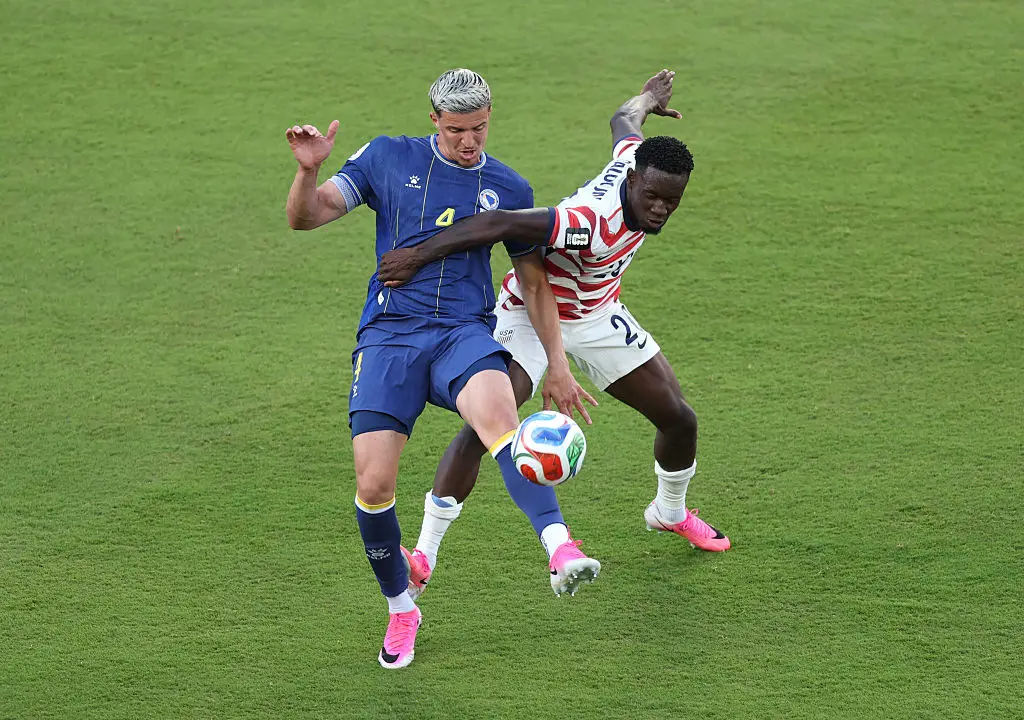 The foul that saw Balogun sent off (Michael Steele/Getty Images)
