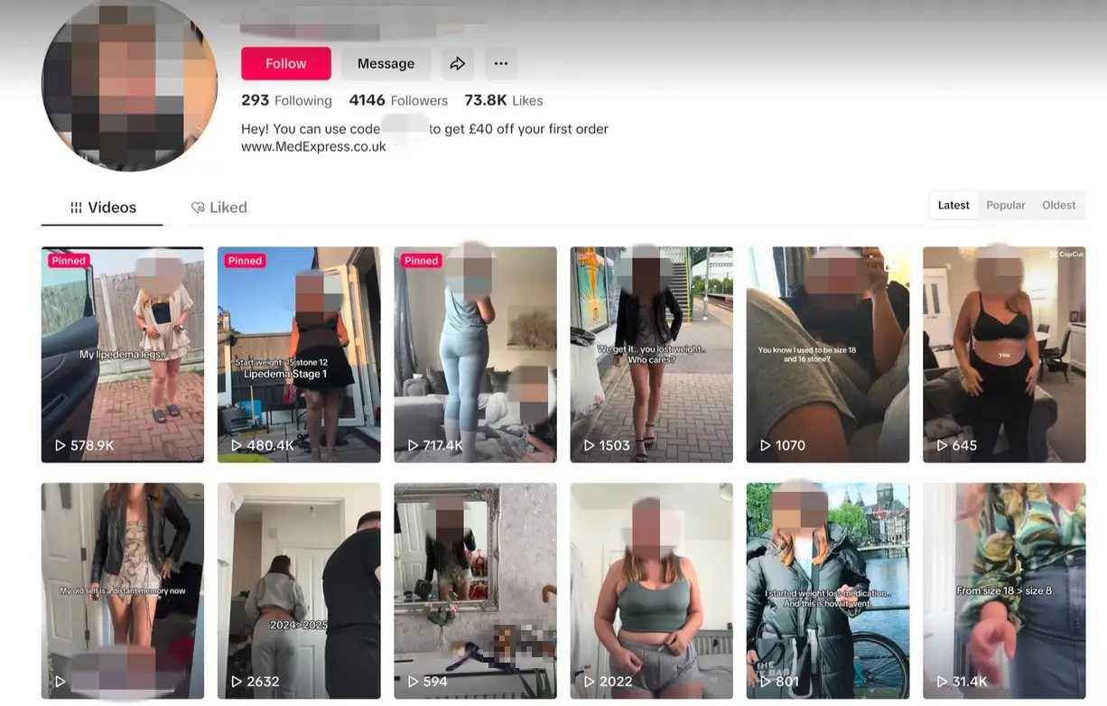 A quick look on TikTok reveals the hundreds of accounts who are posting about weight loss drugs (TikTok)