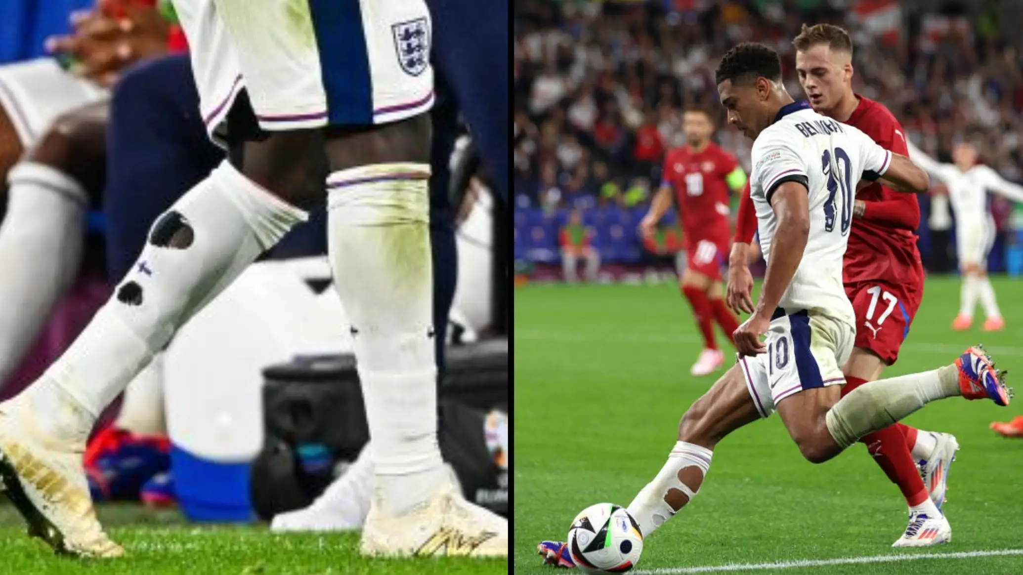 Reason England players have cut holes in socks as Euros viewers point out bizarre trend