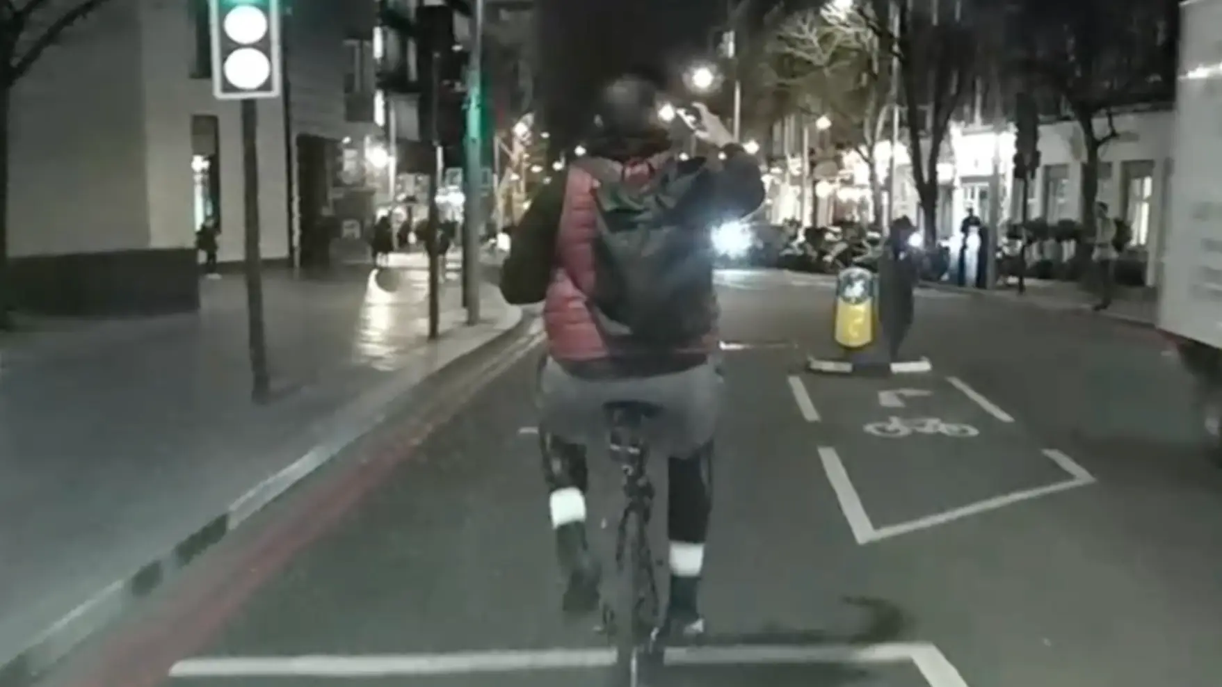 Cyclist Mocks New Highway Code Rules By Using Phone To Take Selfies