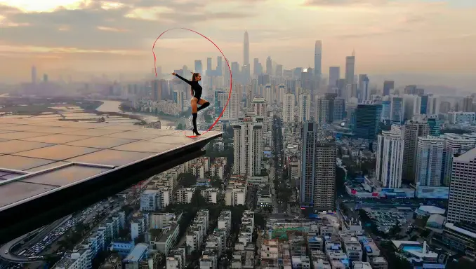 Angela Nikolau is known for her acrobatics in the skies. (Netflix)
