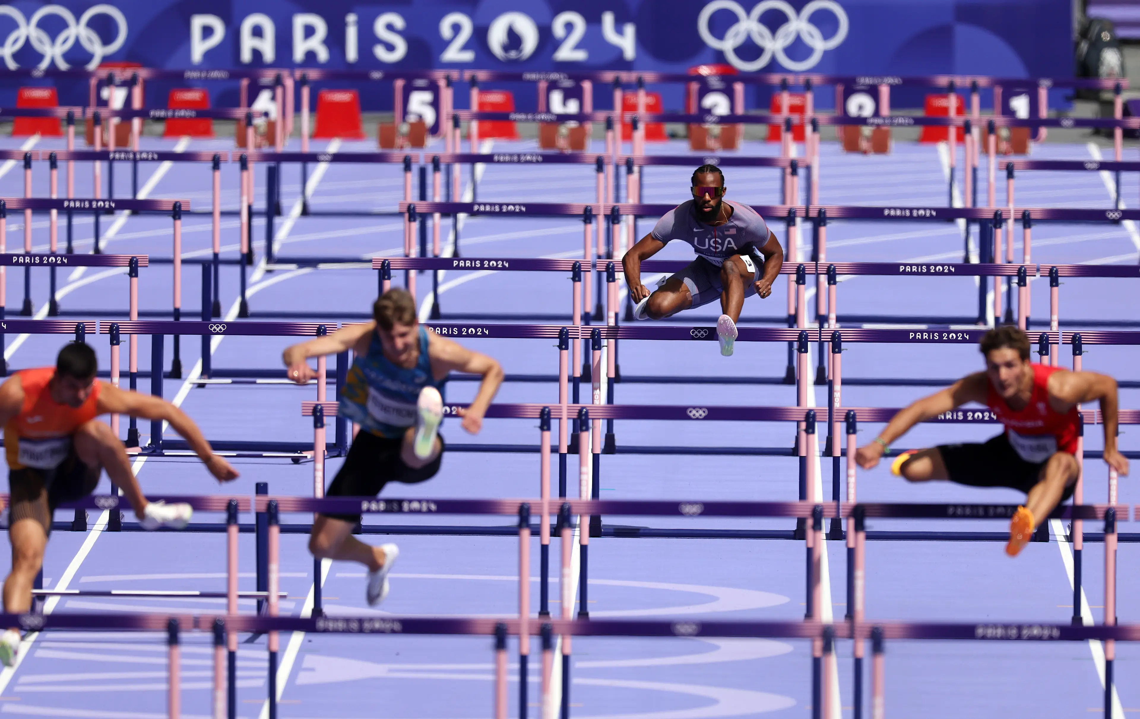 Freddie Crittenden trailed behind his competitors in the Men's 110m hurdles. (Julian Finney/Getty Images)