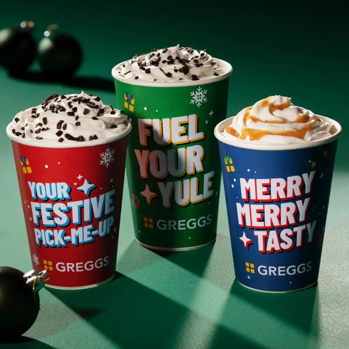 Mint Mocha, £2.30 / Mint Hot Chocolate, £2.30 / Salted Caramel Latte, £2.30.
