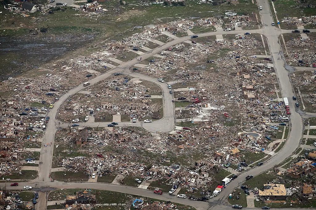 An arial view of the devastation caused by the 2013 tornado in Moore, Oklahoma (Scott Olson/Getty Images)