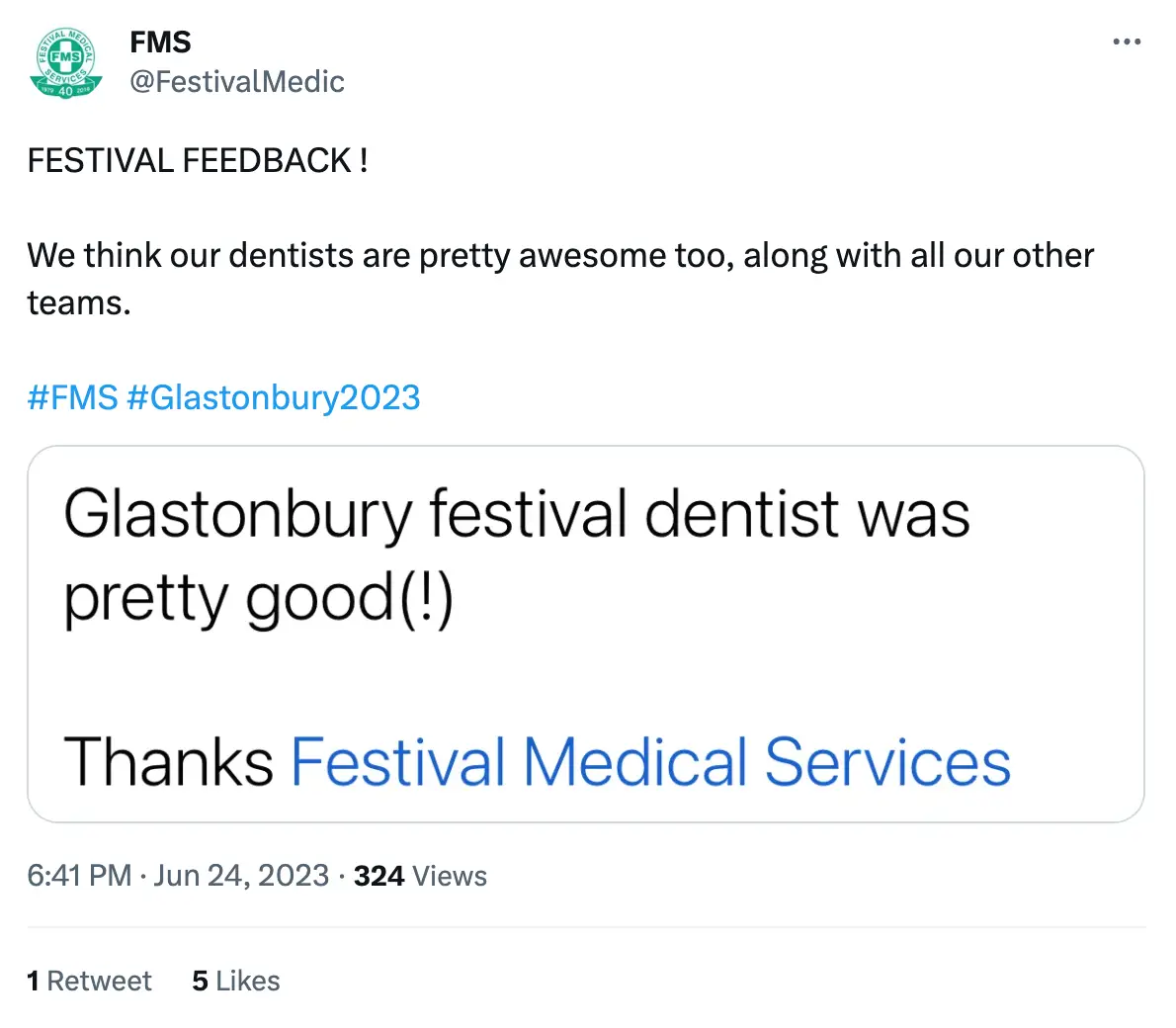 People are seeking dental care at Glasto.