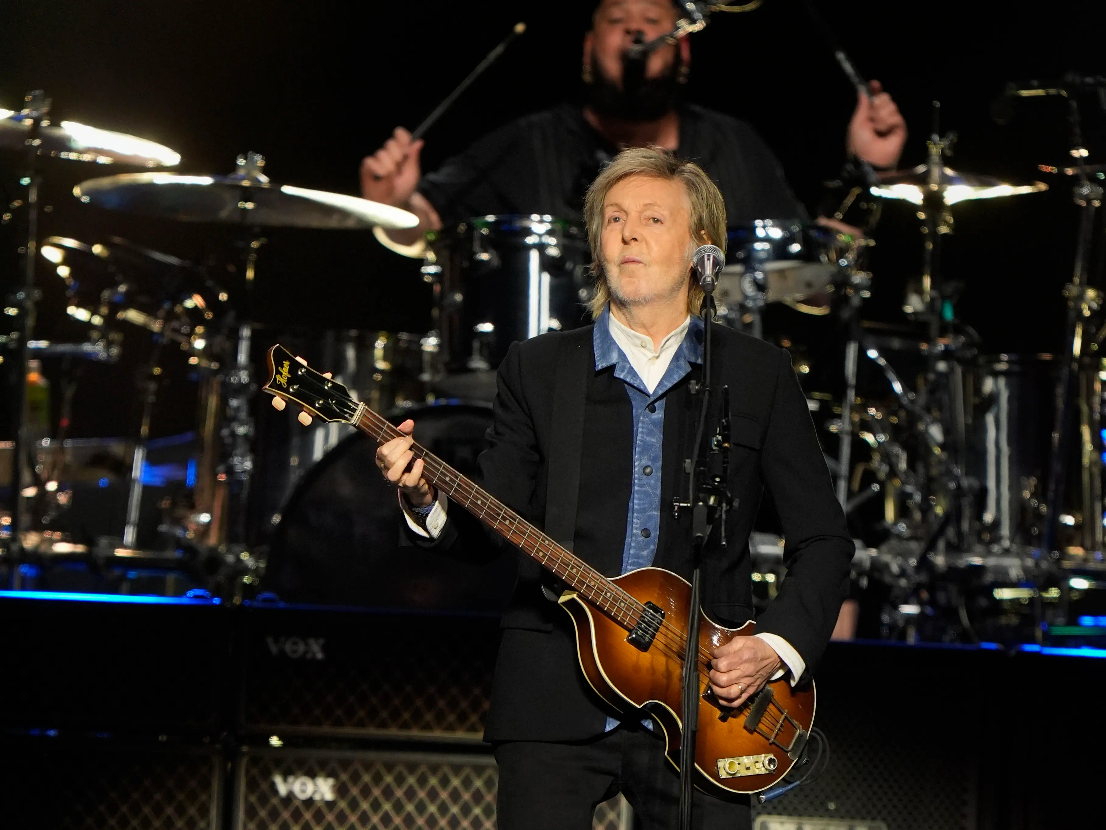 Sir Paul McCartney kicked off the UK leg of his tour in Manchester (PA)