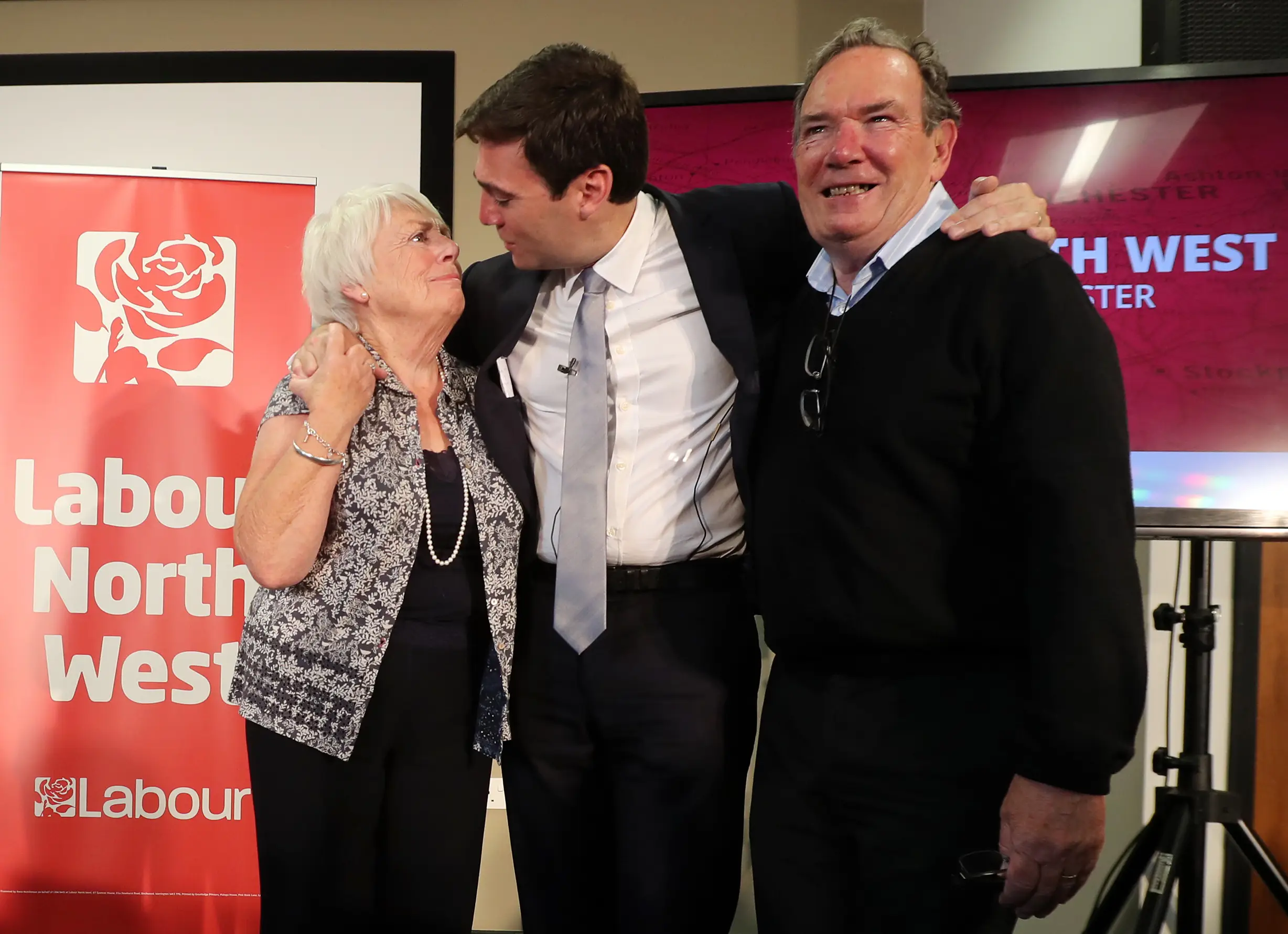 Burnham seen with his mother Eileen and late dad Roy (Peter Byrne/PA Wire)