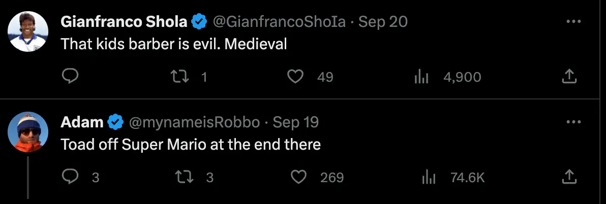 The poor lad on the far right got the real roasting.