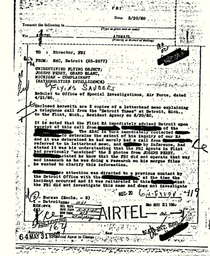 The FBI declassified alien files (FBI)