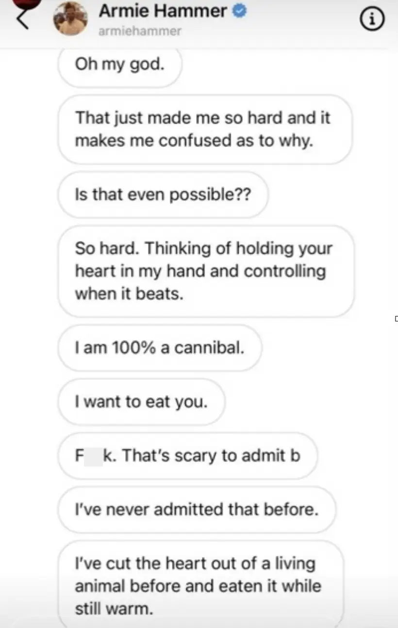 Armie Hammer's text messages 
