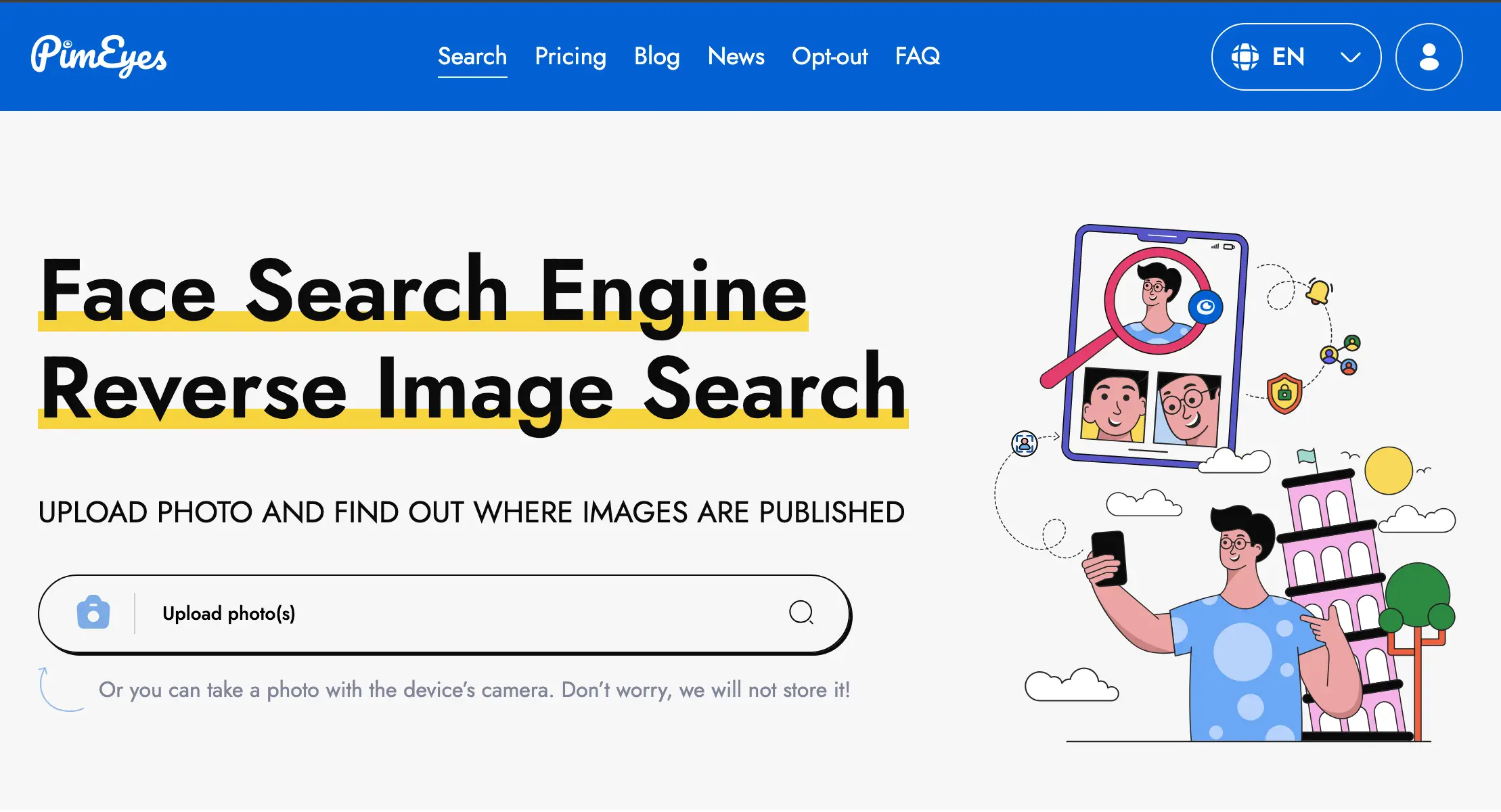 PimEyes allows uses facial recognition software to track down images (PimEyes)