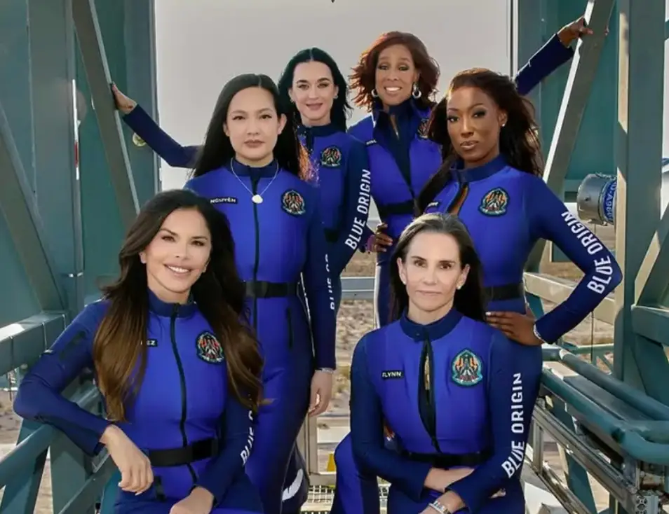 The group are the latest famous faces to experience travelling to space (Instagram/@blueorigin)