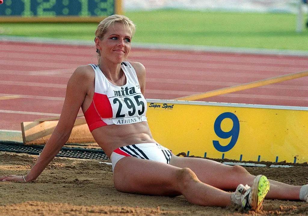 Susen Tiedtke is a German former long jumper who competed in the Olympics in 1992 and 2000. (BONGARTS/Lutz-Bongarts/Getty Images)