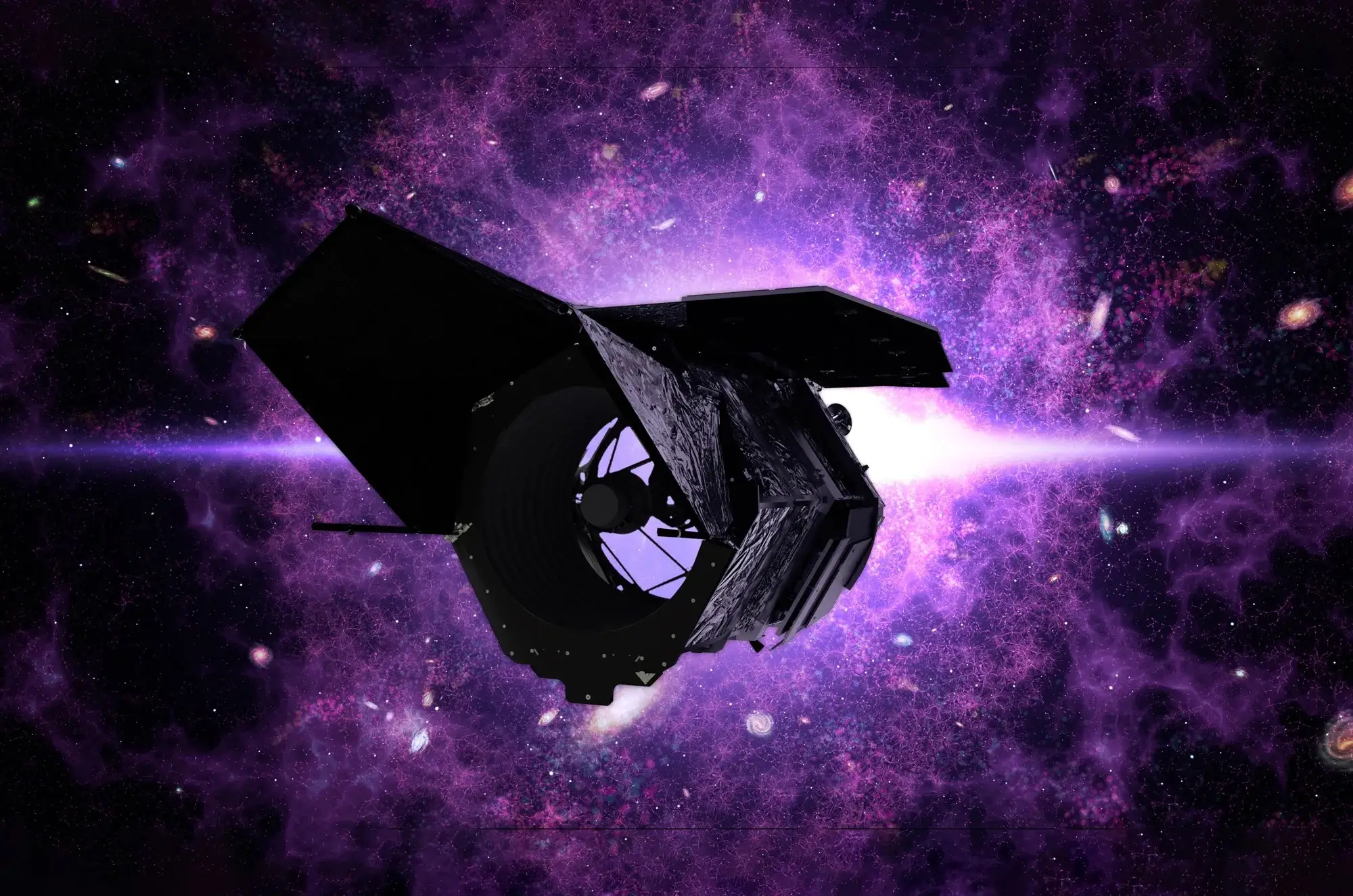 CGI of the Roman Space Telescope (NASA Goddard Space Flight Center Scientific Visualization Studio)