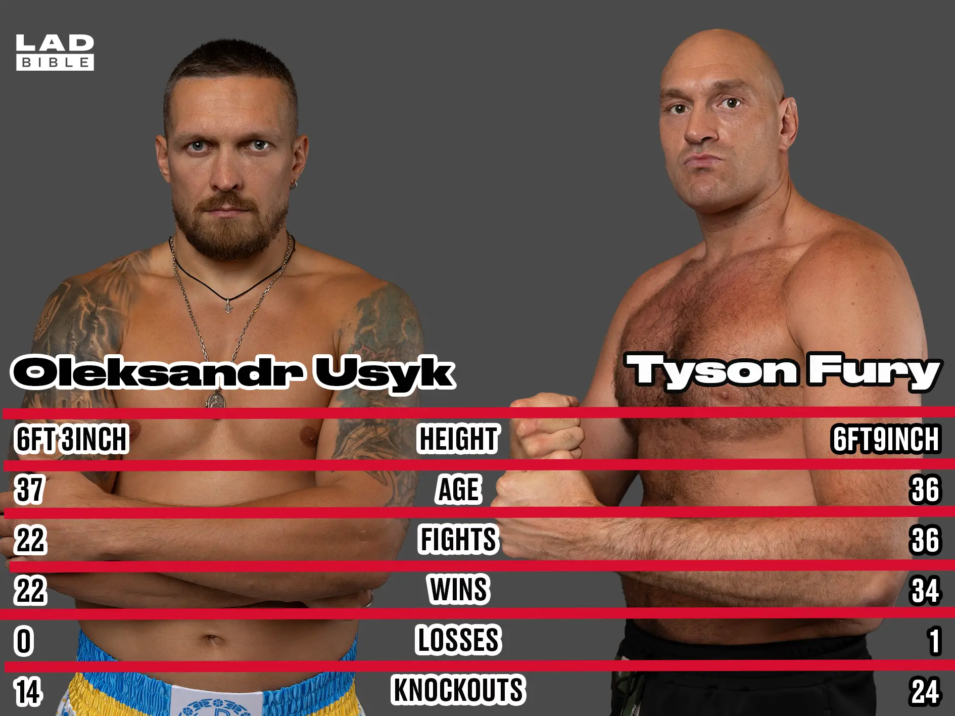 How Fury and Usyk stack up (Richard Pelham/Getty Images)