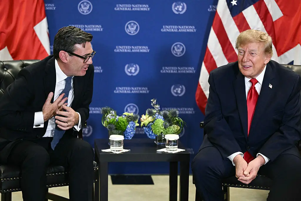 Trump and Burnham during the meeting (Brendan SMIALOWSKI / AFP via Getty Images)