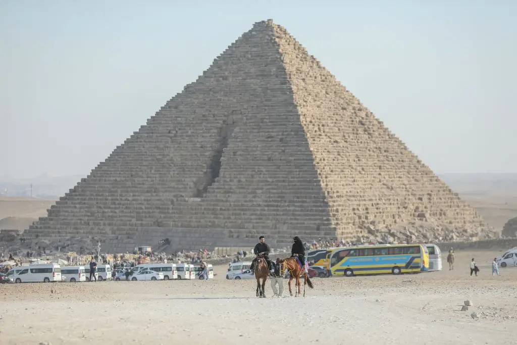 The study unveiled two 'voids' inside the eastern facade of the Pyramid of Menkaure (Mohamed Elshahed/Anadolu via Getty Images)