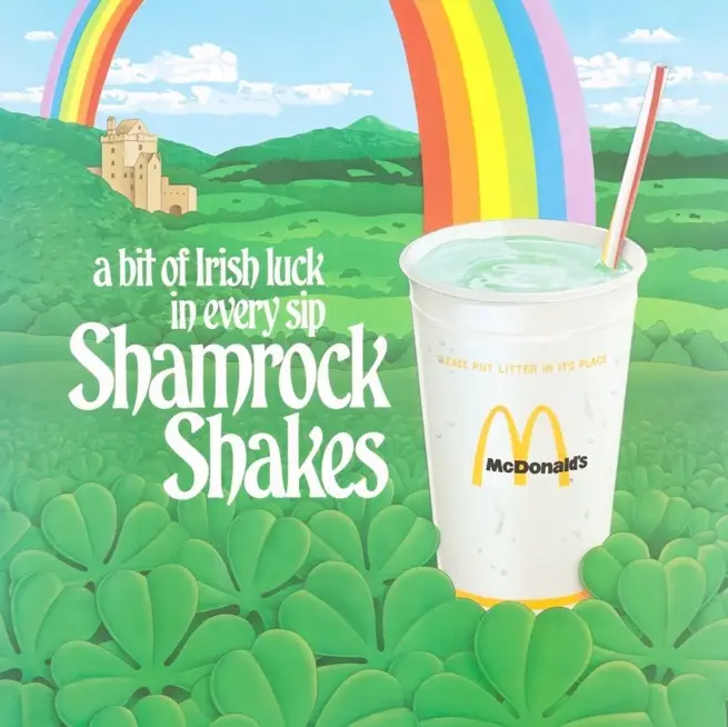 The Shamrock Shake was first distributed in 1970 (McDonald's)