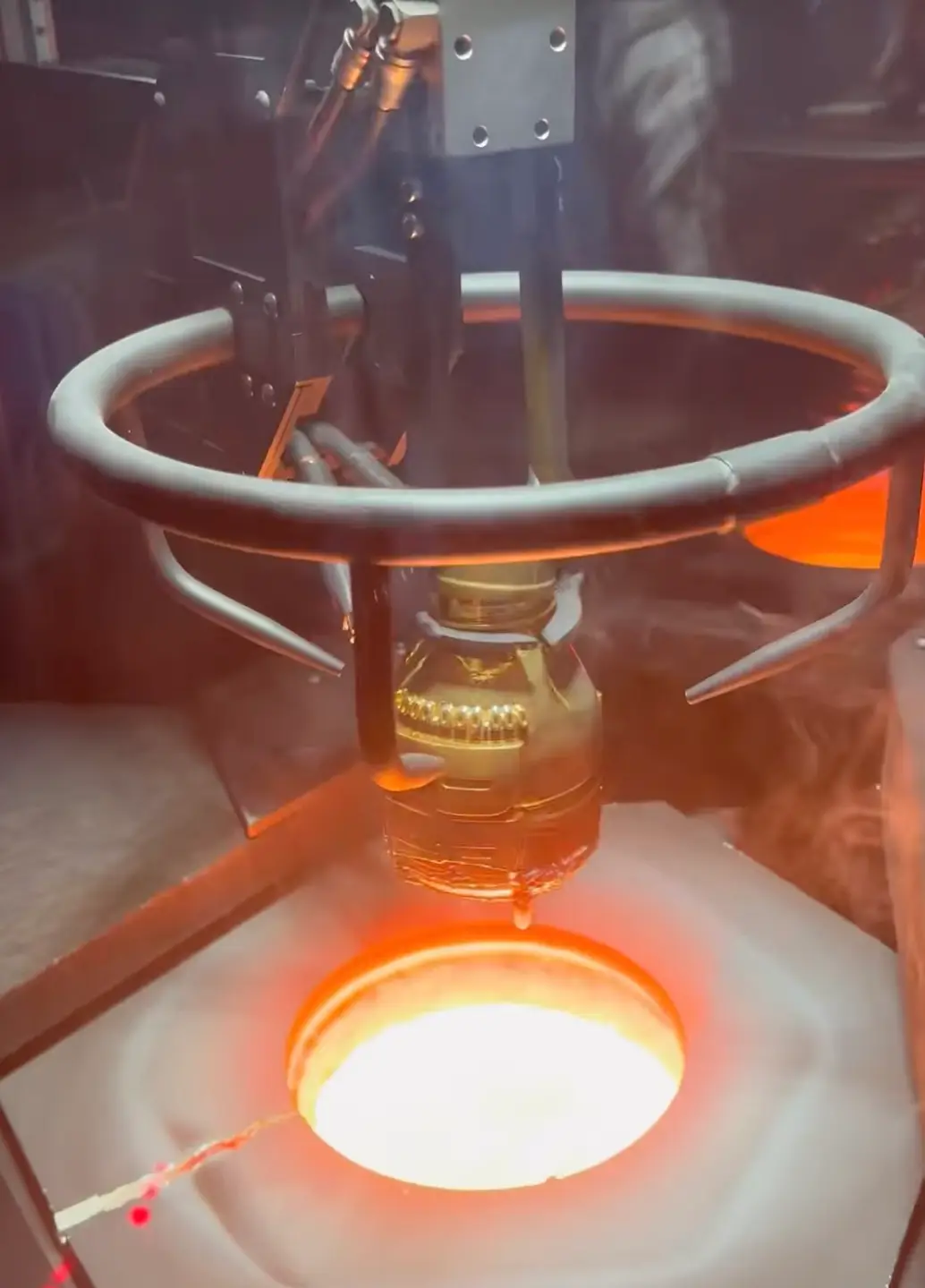 The golden Prime bottle in New York was torched and dropped into a vat of molten lava.