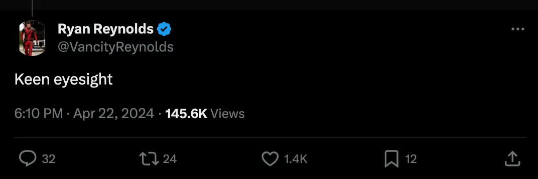 Reynolds himself also commented on their observation. (X/VancityReynolds)