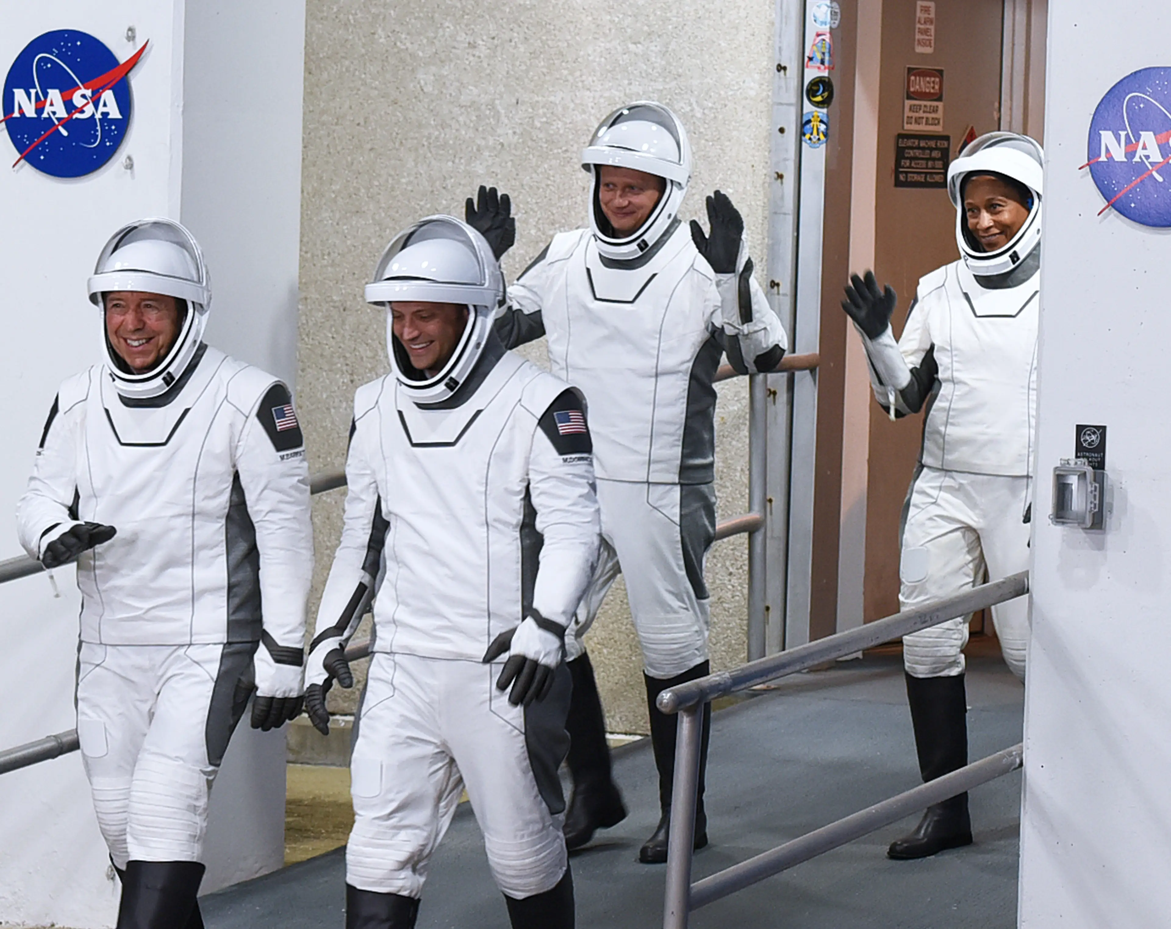 The group were brought back down to earth on SpaceX's Dragon capsule on 25 October after spending more than 200 days on the ISS (Paul Hennessy/Anadolu via Getty Images)