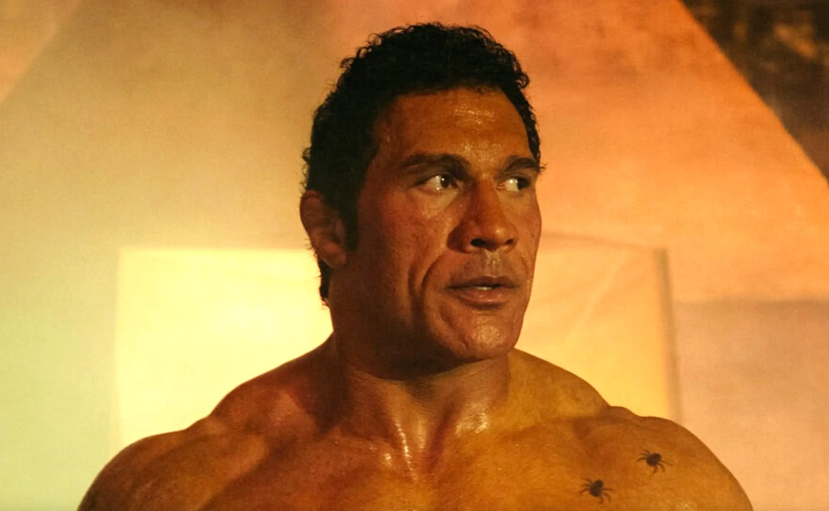 Dwayne Johnson fully immersed himself in the role, being hit and putting on a lot more muscle (A24)