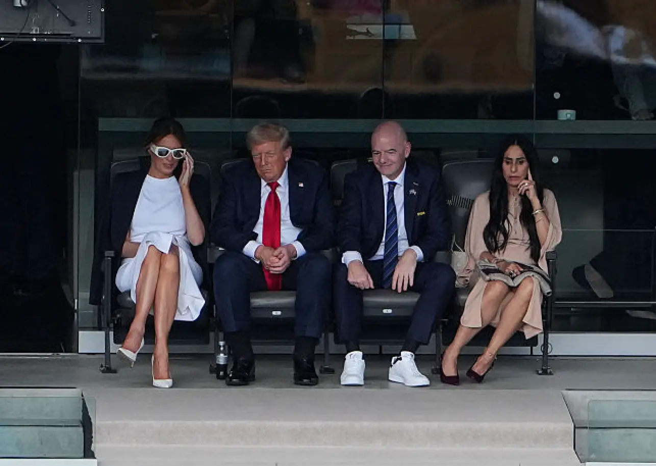 The president appeared to have swollen ankles while watching the Club World Cup final (Lokman Vural Elibol/Anadolu via Getty Images)