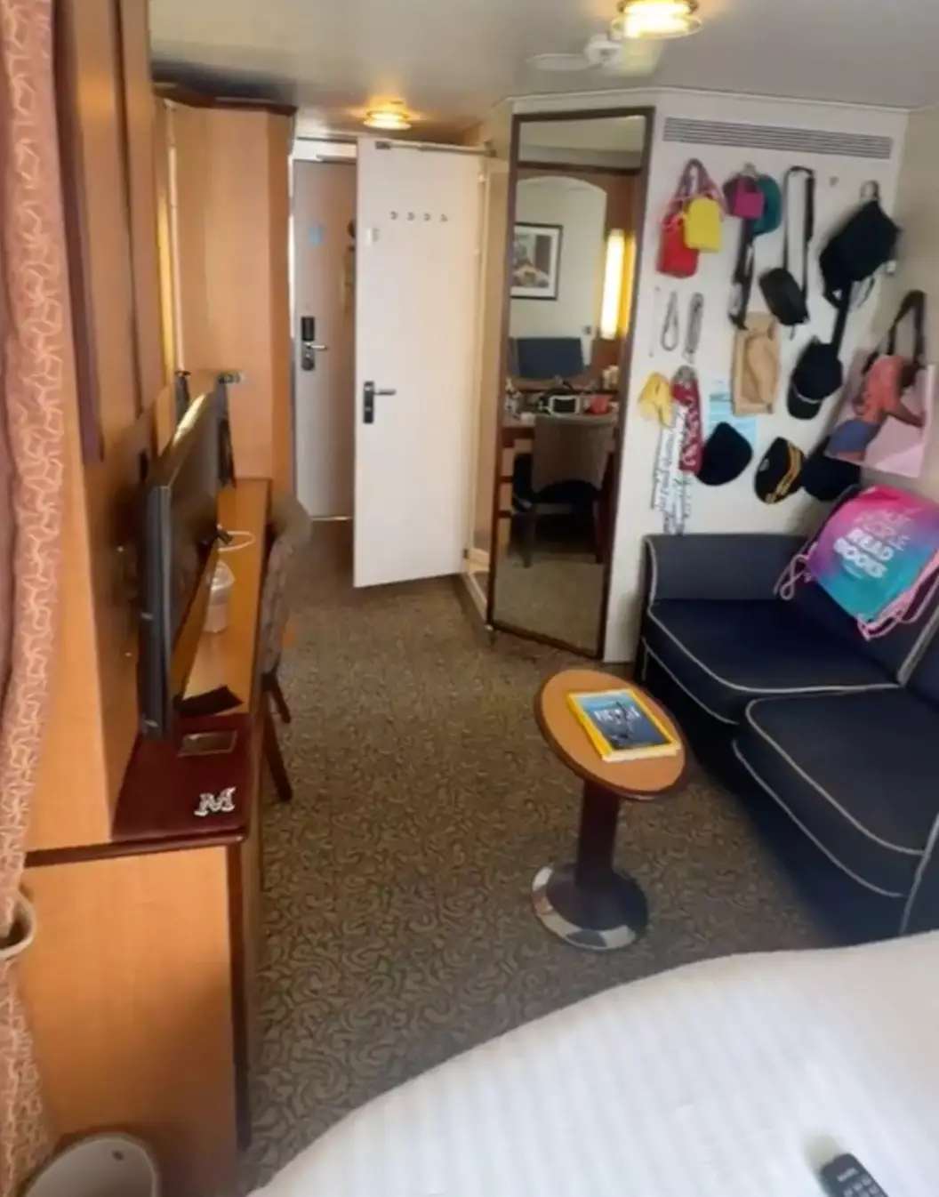 Inside the the traveller's cabin.