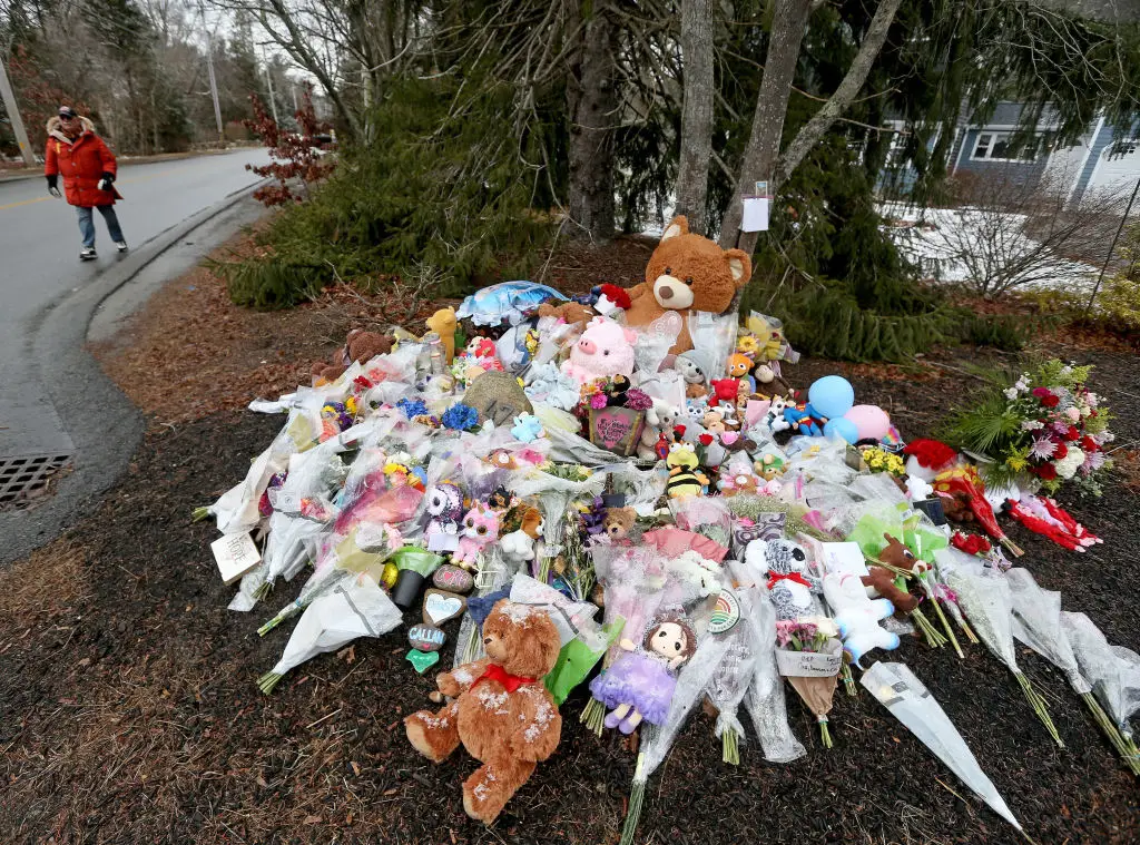 A memorial was created outside her home (Matt Stone/MediaNews Group/Boston Herald via Getty Images)