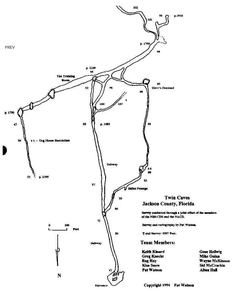 A map of the Twin Caves system (Cave Atlas)