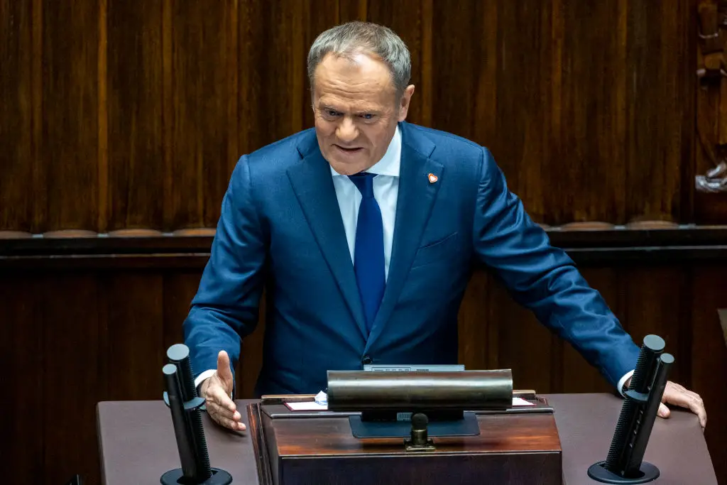 Tusk spoke to parliament yesterday. (Andrzej Iwanczuk/NurPhoto via Getty Images)