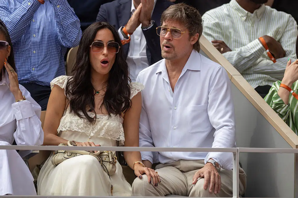 Brad Pitt, seen with girlfriend Ines de Ramon earlier this month in France, has not commented on the change (Tim Clayton/Getty Images)