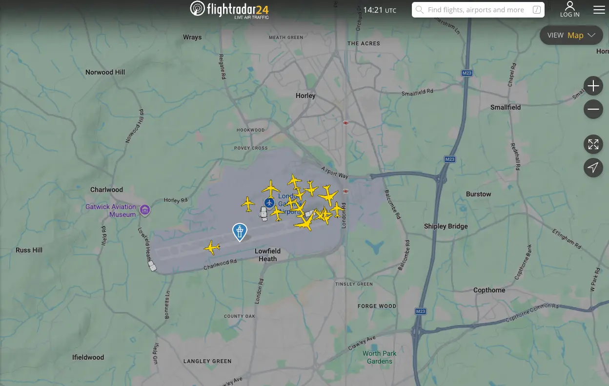 Disruptions shown at London Gatwick (PA)