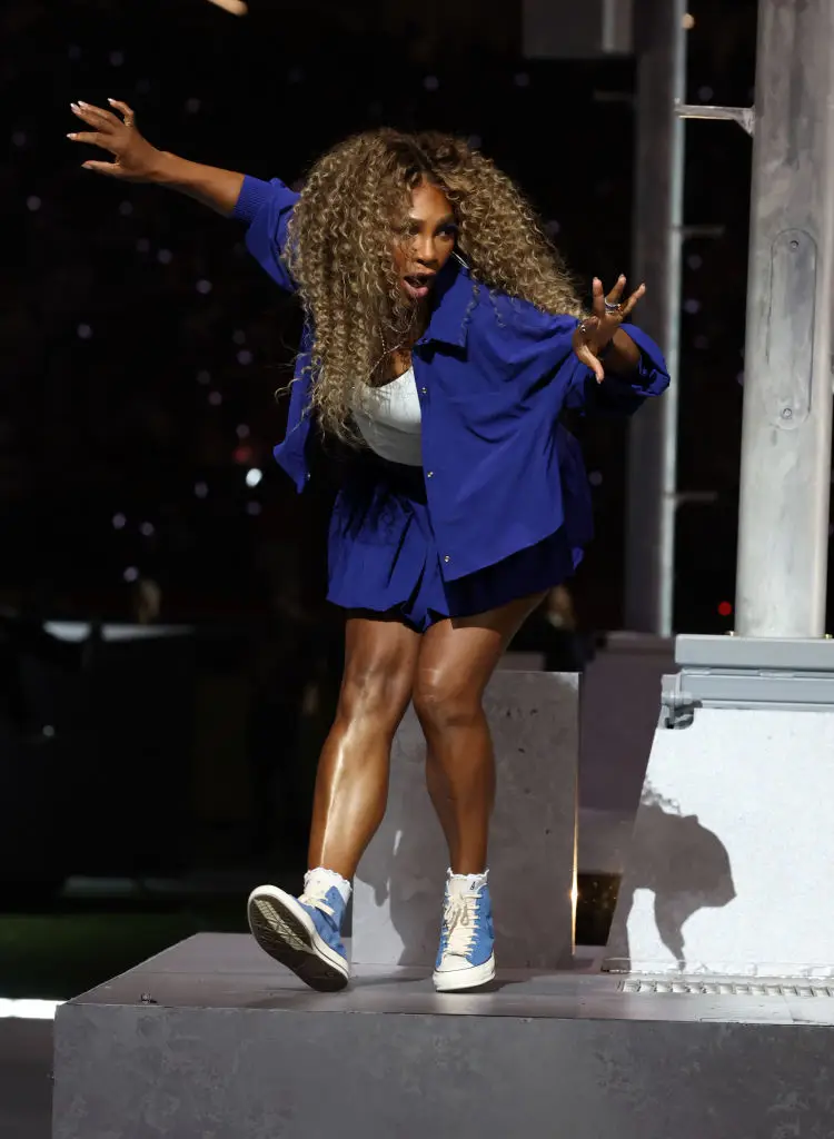 The 23-time Grand Slam winner was more than happy to Crip Walk during the Super Bowl halftime show (Kevin Mazur/Getty Images for Roc Nation)