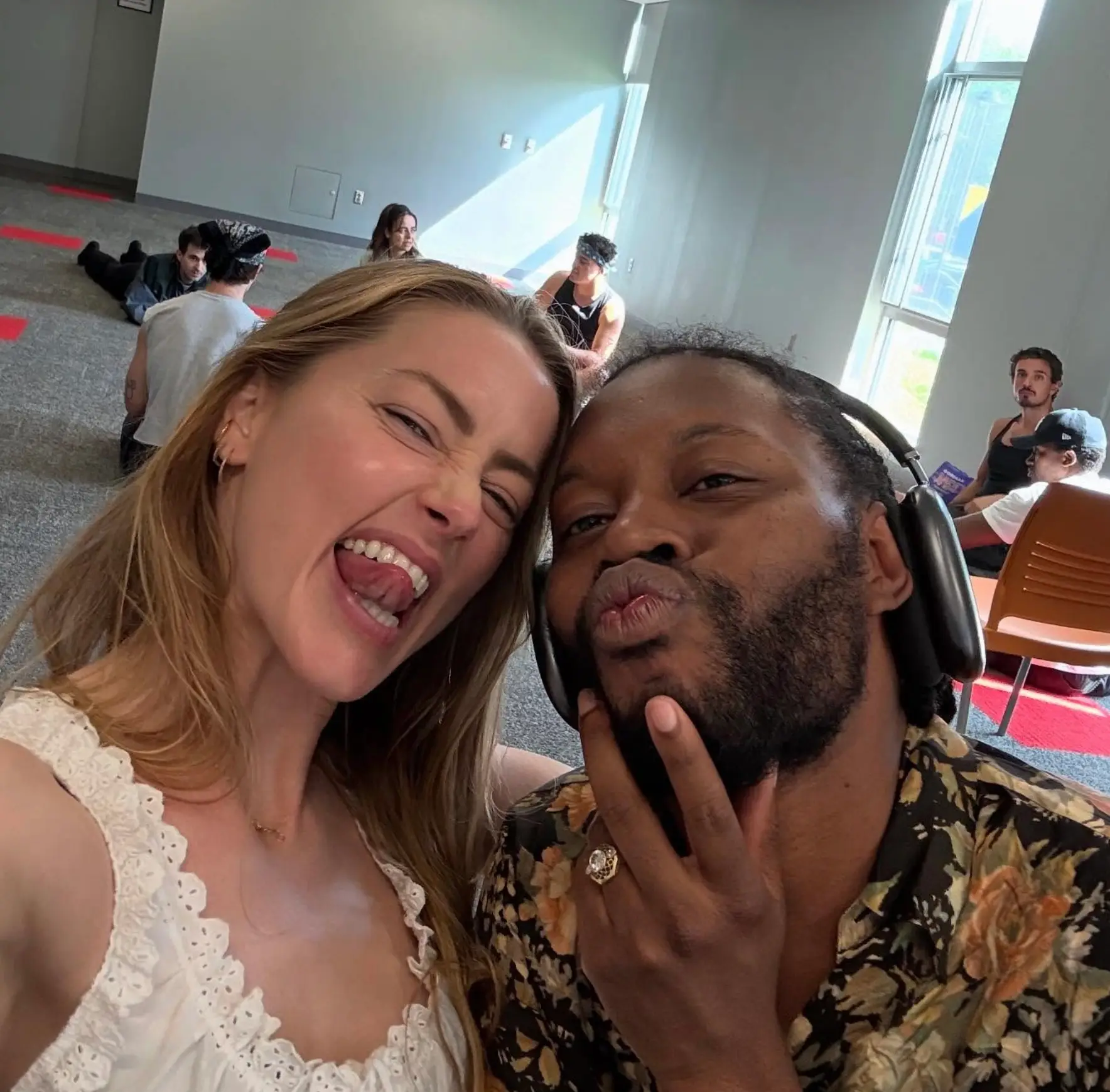 The mother-of-three confirmed the news of her role in Harris' play with a playful Instagram selfie (Instagram/@amberheard)