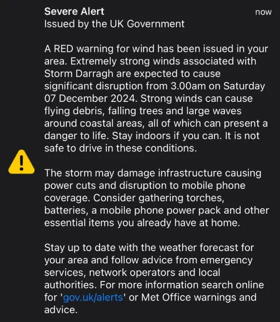 The alert message in full (X)