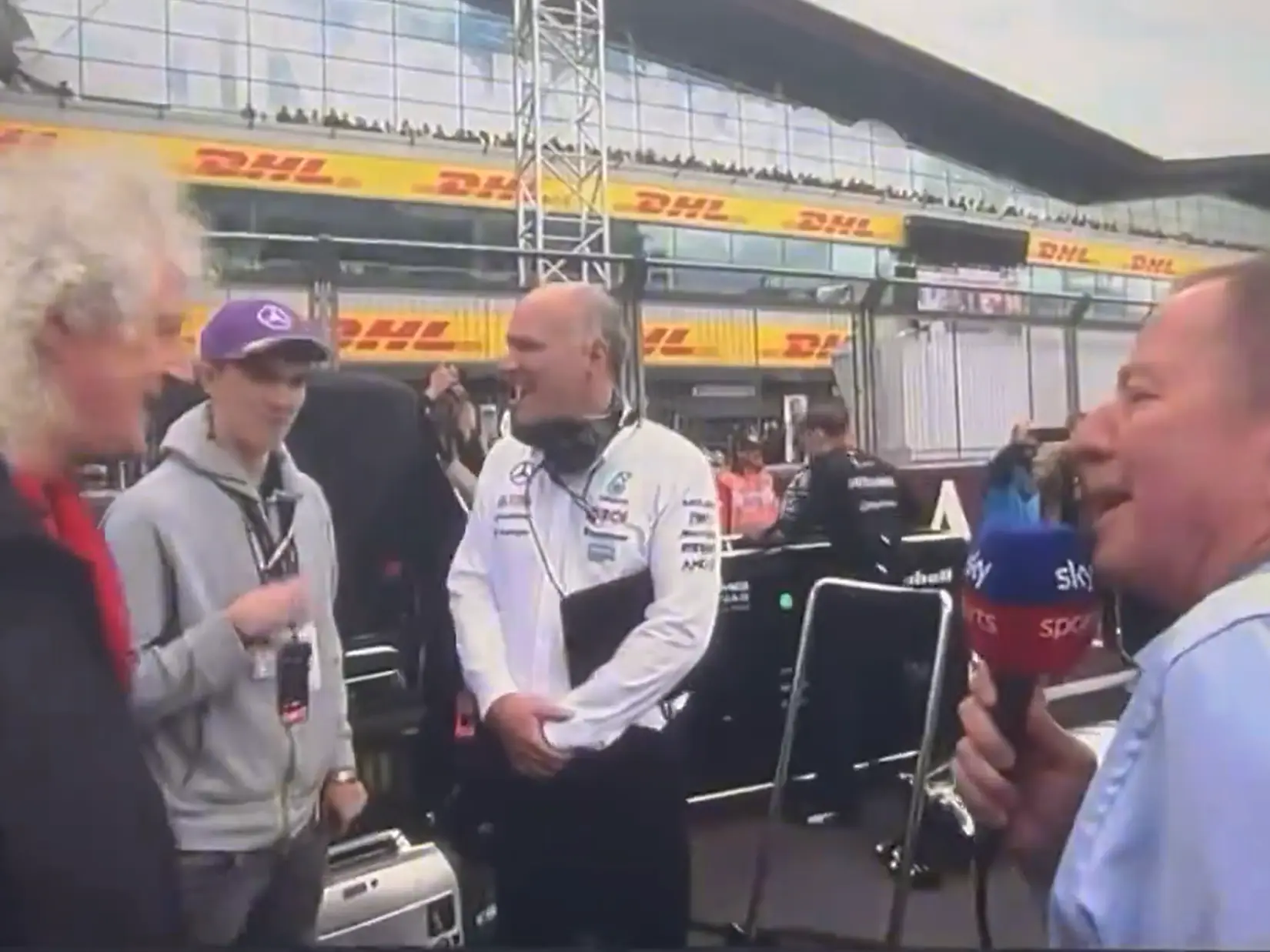 Brian May didn't seem like he wanted to talk to Martin Brundle. (Sky)