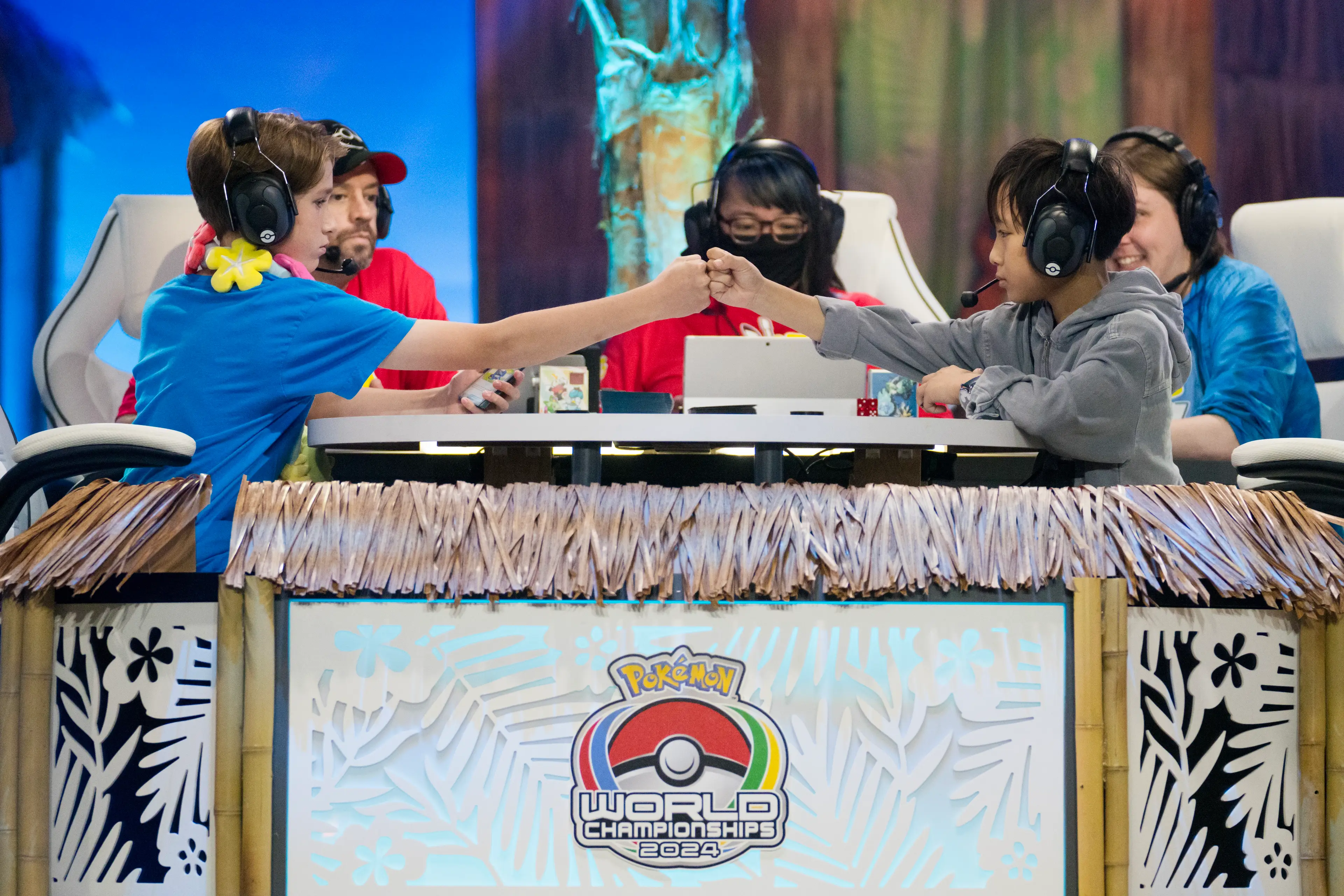 Players fist bump before a game |
