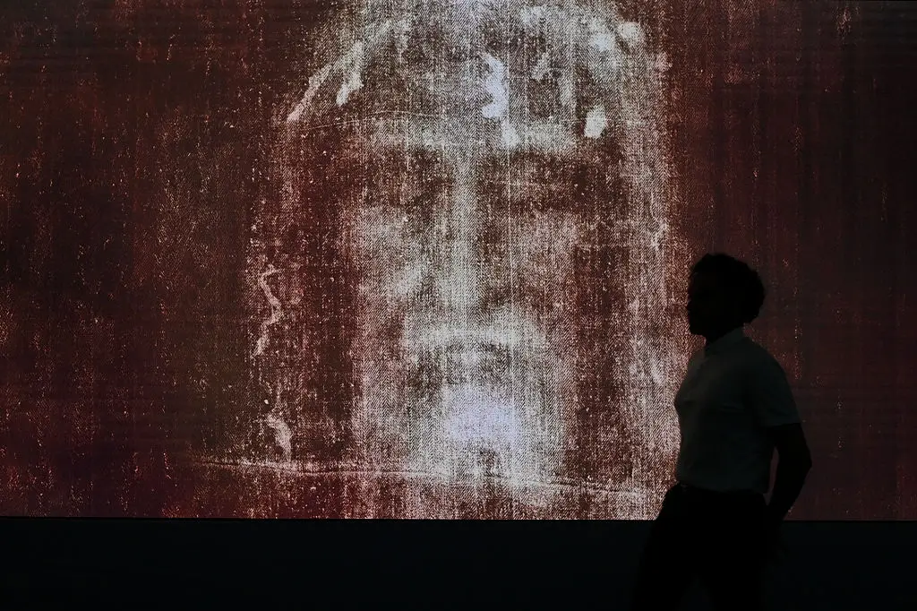 A digitally enhanced image of the Shroud of Turin, showing a face which is argued to be that of Jesus (Stefano Guidi/Getty Images)