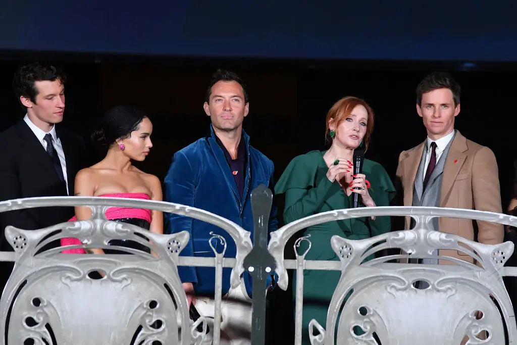 JK Rowling with the cast of Fantastic Beasts in 2018 (Pascal Le Segretain/Getty Images)