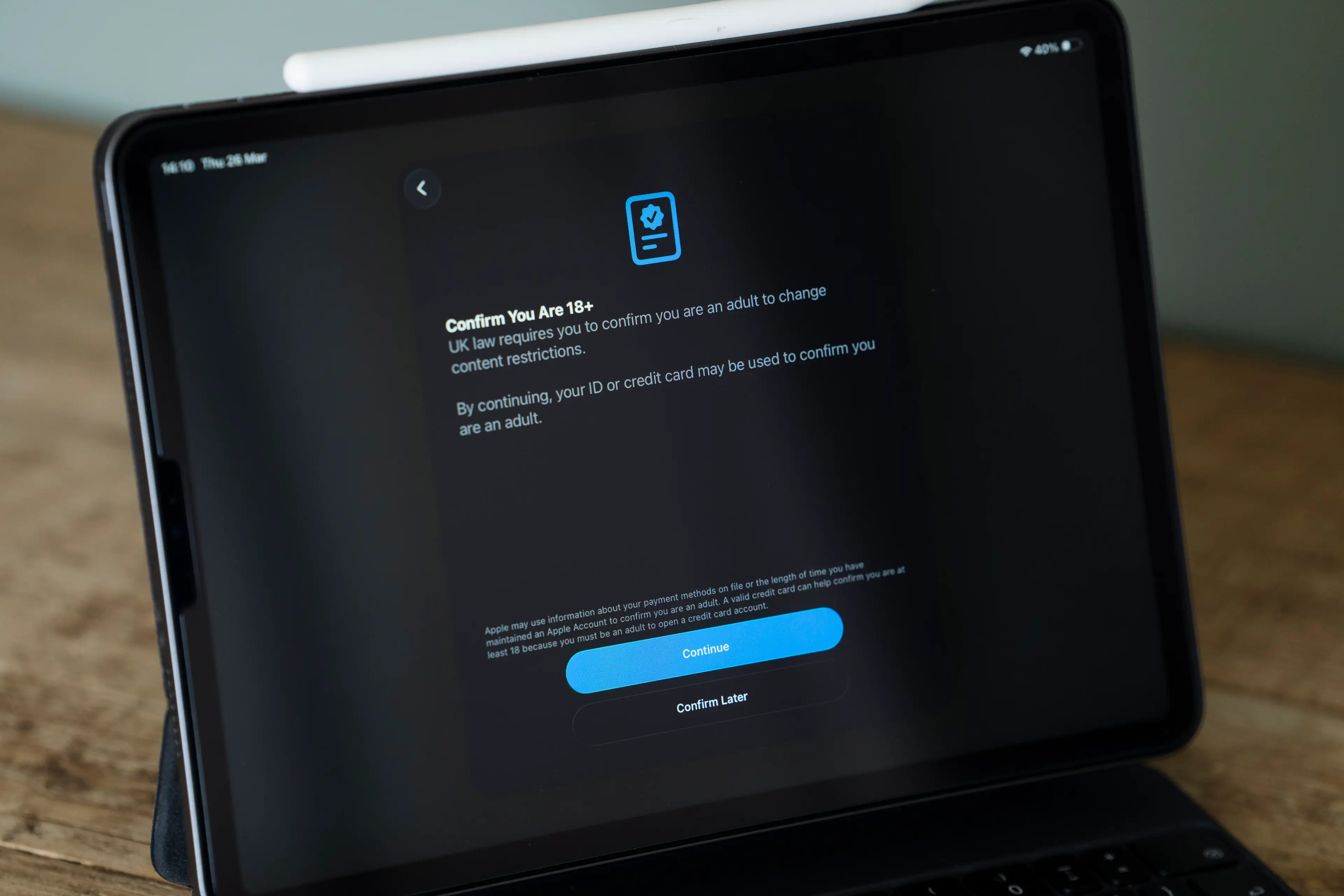 The recent Apple update introduced age verification. (Ming Yeung/Getty Images)